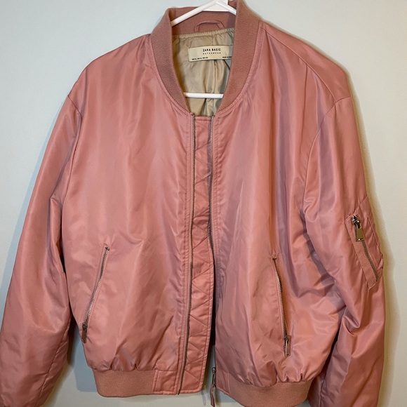 Zara Basic Pale Pink Bomber Jacket - Picture 2 of 2